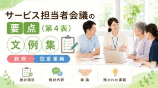 サービス担当者会議の要点（第4表）文例集【新規・認定更新】