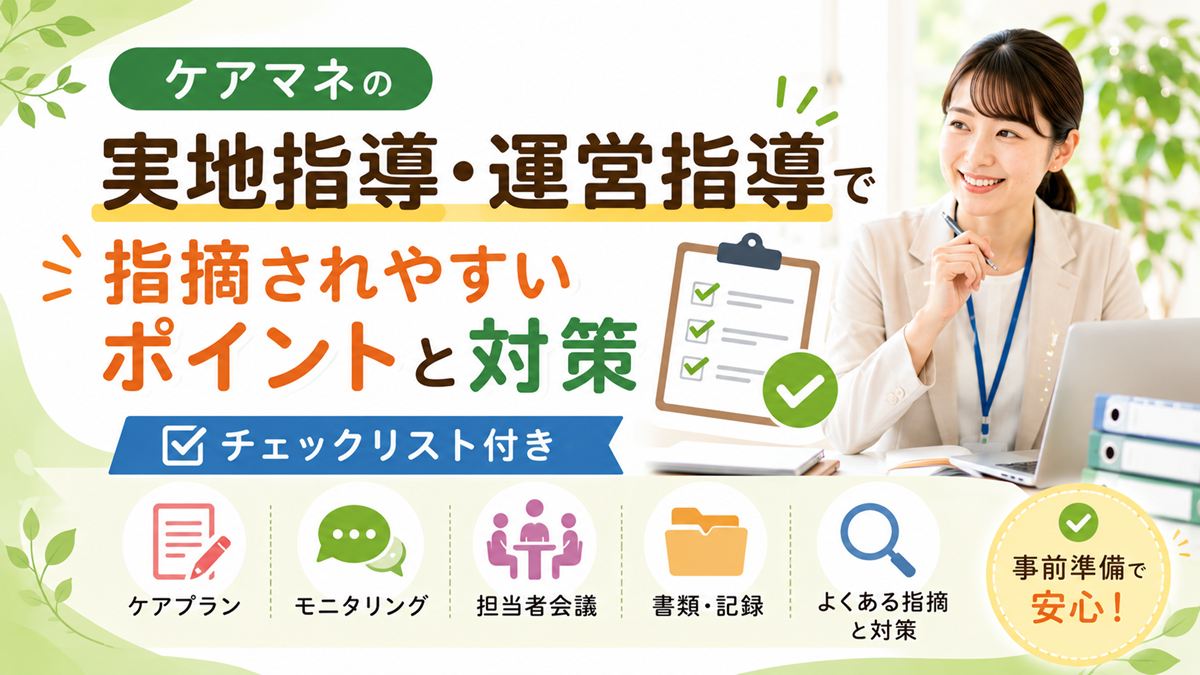 ケアマネの実地指導・運営指導で指摘されやすいポイントと対策【チェックリスト付き】