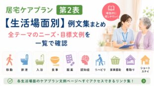 居宅ケアプラン第2表【生活場面別】例文集まとめ｜全テーマのニーズ・目標文例を一覧で確認