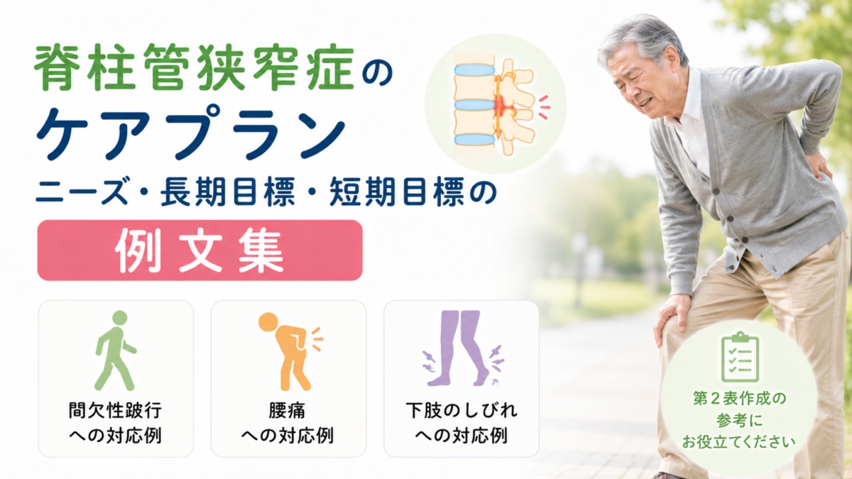 脊柱管狭窄症のケアプラン｜ニーズ・長期目標・短期目標の例文集